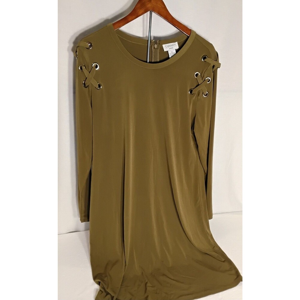 Women's Dress Carmen Marc Valvo Lace-Up Shoulder Long Sleeve Size M